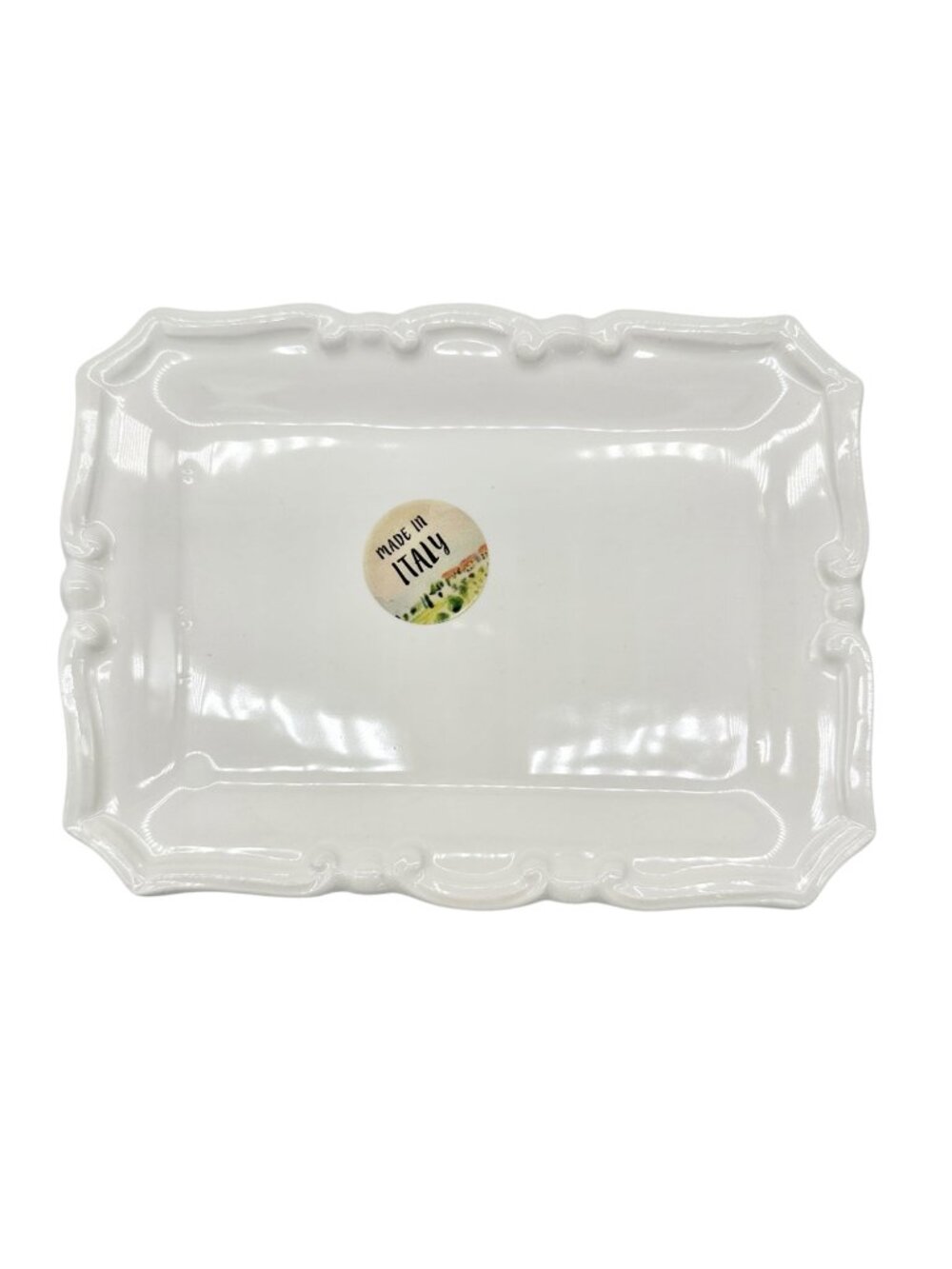Effetti Handmade Rectangular Ceramic Tray White Made In Italy 8 x 6 inches